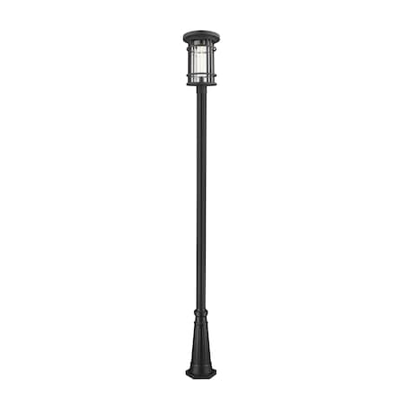 Z-Lite Jordan 1 Light Outdoor Post Mounted Fixture, Black And Clear Seedy 570PHXL-519P-BK